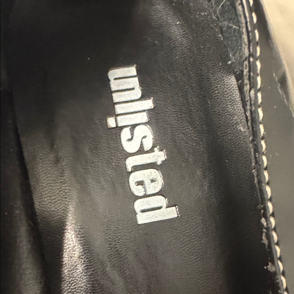Unlisted Black Mary Jane Square-Toe Heels with White Stitching - Picture 2 of 8